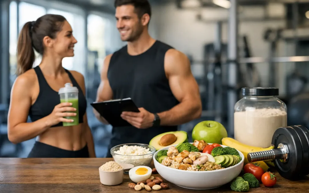 Ginásio com nutrição para resultados reais